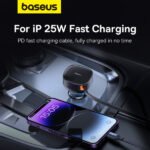 ⁦Baseus Car Charger USB-A Port + Type-C & Lightning Retractable Cable 60W Enjoyment Pro Series - Black⁩ - الصورة ⁦5⁩